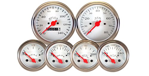 Veethree/ Cyberdyne White 6 Gauge Kit with Mechanical Speedometer