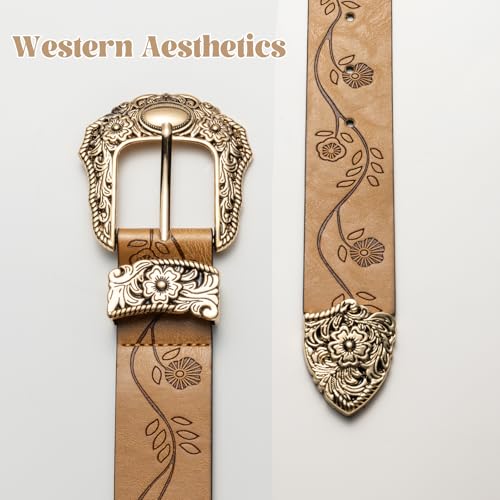 Vintage Ladies Western Belt for Women, Adjustable Cowboy Cowgirl Belts for Jeans Dresses Pants4