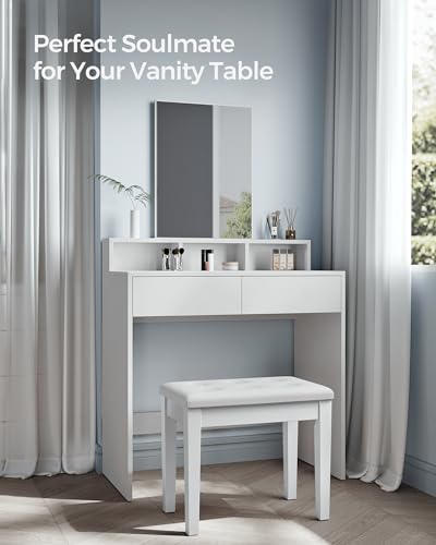 image for SONGMICS Piano Bench with Padded Cushion and Storage Compartment for M