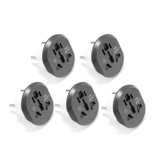 Lot De 5 Adaptateurs De Voyage Universels – Prise Ronde 16A 250V – Neuf
