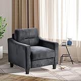 AnwickNomo 33''W Modular 1 Seater Sofa Couch, Mid Century Modern Velvet Futon Couches Sofa for Small Spaces Bedroom, Upholstered Comfy Sofas, Sleeper Loveseat, Home Sofa Living Room Set (Black 1)