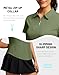 G Gradual Womens Golf Shirt Metal Zip Up Polo Short Sleeve Tennis Work Athletic Collared Top Quick Dry Lightweight, Olive, XX-Large