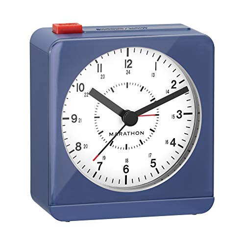 Marathon Cl030053Bl Classic Silent Sweep Alarm Clock With Auto Night Light. Batteries Included #TOP1