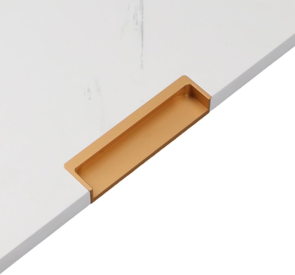 Mkauyycb Golden120 Mm Recessed Handles, Concealed Handles, 1Pcs Shoe Cabinet Dark Embedded Buckle Hand Invisible(Golden120 Mm)