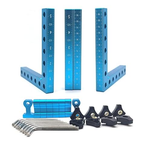 5.5"×5.5" 90 Degrees Positioning Squares, 4Pcs Right Angle Squares with 8 Clamps, Aluminium Alloy L-Type Corner Clamp Woodworking Clamping Tool for Picture Frames, Boxes, Cabinets (140mm x 140mm) Cover
