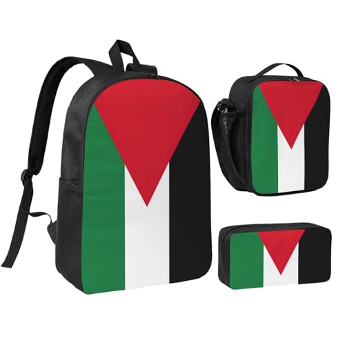 Sac à dos palestinien 3 en 1 avec boîte à déjeuner et trousse scolaire Noir unique