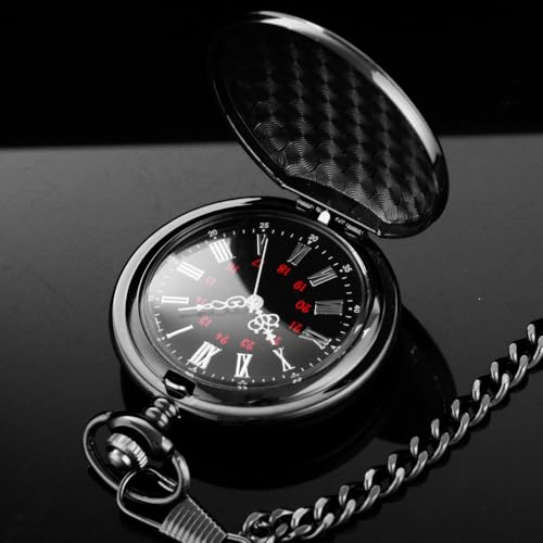 Image of Smooth Pocket Watch Alloy Steel Quartz Roman /Arabic Numerals with 37cm Chain for Father's Day Xmas Best Gifts