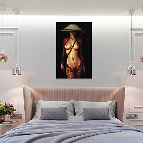 Bludug Black And White Posters Japanese Sexy Female Samurai Nude Poster Canvas Painting Posters And Prints Wall Art Pictures For Living Room Bedroom Decor 24X36Inch(60X90Cm) #TOP7