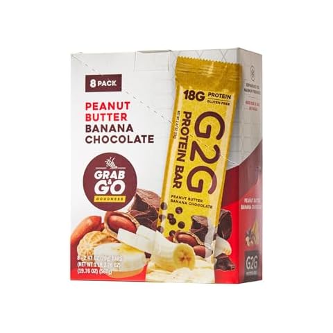 G2G Protein Bar, Peanut Butter Banana Chocolate, Healthy Snack, Delicious Meal Replacement, Gluten-Free, Clean Ingredients, Refrigerated for Freshness, 8 Count (Pack of 8) Cover