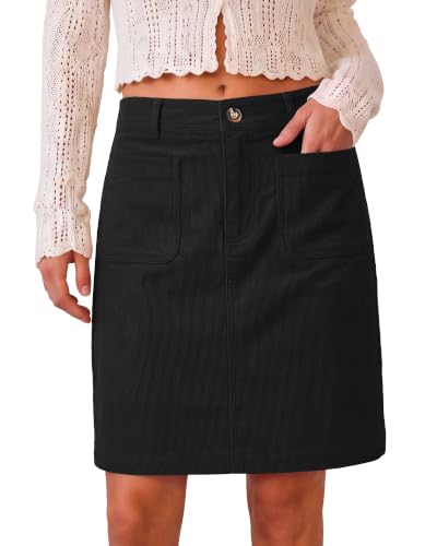 LookbookStore Corduroy Skirts for Women High Waisted Stretchy Short Skirts
