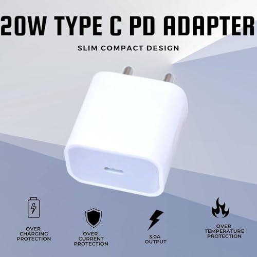 Image of 20W USB C Fast Charger Adapter Compatible with iPhone 16 /16 Plus /16 Pro /16 Pro Max, iPhone 15 /14 /13 /12 /11 Series, PD 3.0 Type C Wall Charger for iPad, AirPods, Samsung, Pixel, BIS Certified