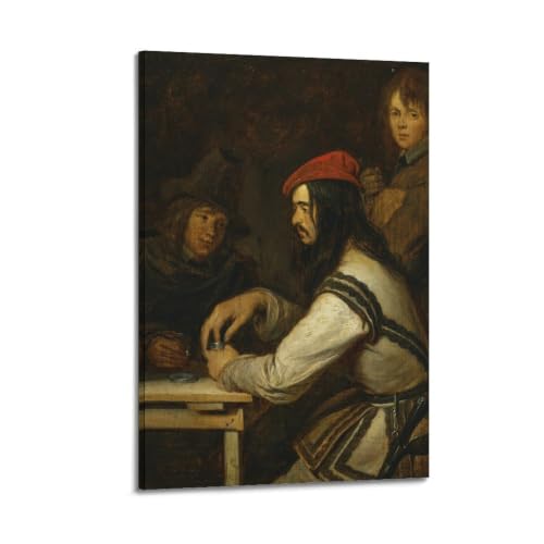 Hans Von Aachen《Three Men in A Tavern One Taking Snuff》Art Poster Contemporary Canvas Artwork for Wall Decor Living Room Bedroom Office Decoration 08x12inch(20x30cm)
