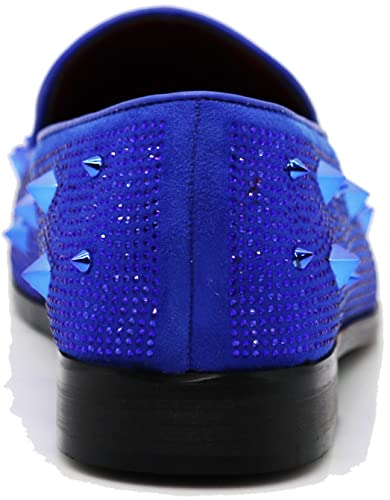 Image of SPK24 Men Vintage Spikes Sparkle Formal Tuxedo Stage Fashion Slip On Loafer Dress Shoes