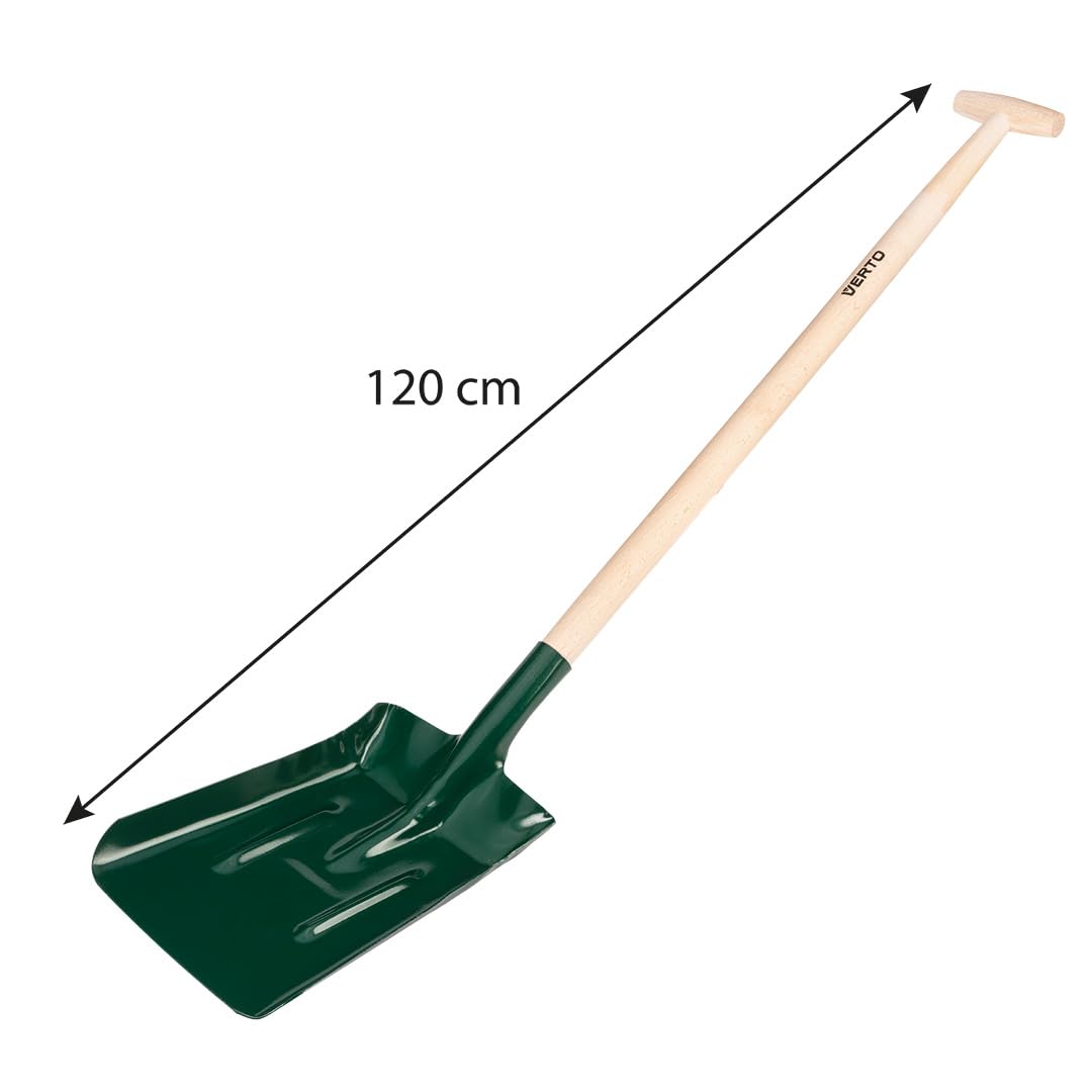 VERTO Utensile professionale per molteplici usi in giardino e costruzione, paletta per vanga con manico ergonomico in legno, utensili da giardino (pala in carbonio – manico a T