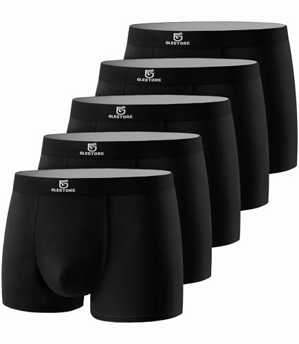 GLESTORE Boxer Hommes Caleçon Shorty sous Vetement Calecon Pantalons Homme Modal Boxer 5 Noir L
