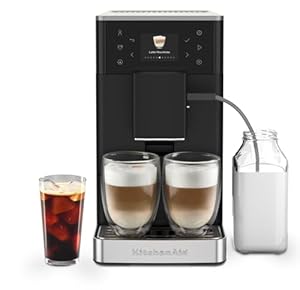 KitchenAid 5KES8453 Fully Automatic Espresso Machine with Iced Coffee KF3, Bean to Cup Coffee Maker with Built-in Grinder, 19 Recipe Options, Auto Milk System, Matte Black