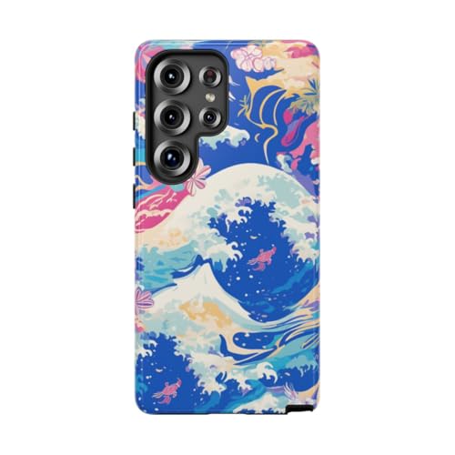 Coque Samsung S25 Ultra vagues de l'océan colorées et motif floral rigide brillante