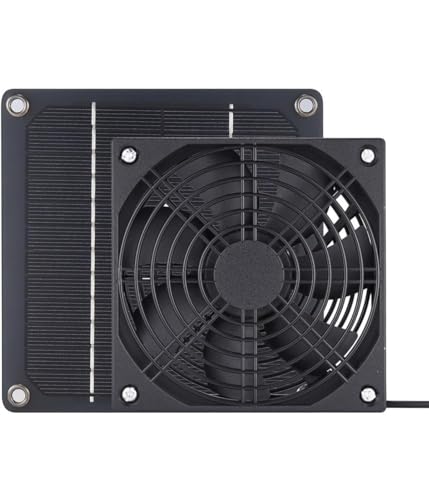 Generisch Ventilador solar de 50 W con panel solar y ventilador para perreras, gallineros, campamentos, viajes y plantas, color negro