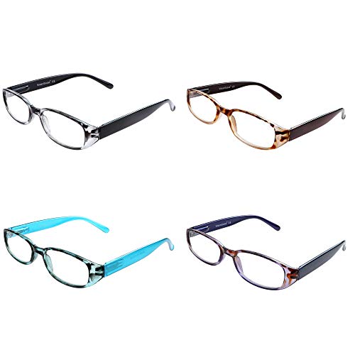 Image of VisionGlobal 1 Pairs /4 Pairs Reading Glasses with Spring Hinge, Blue Light Blocking Glasses for Women /Men