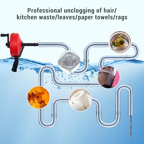 Desatascador de tuberías flexible 5m para desatascar desagües de cocina y baño de 7,6cm 3