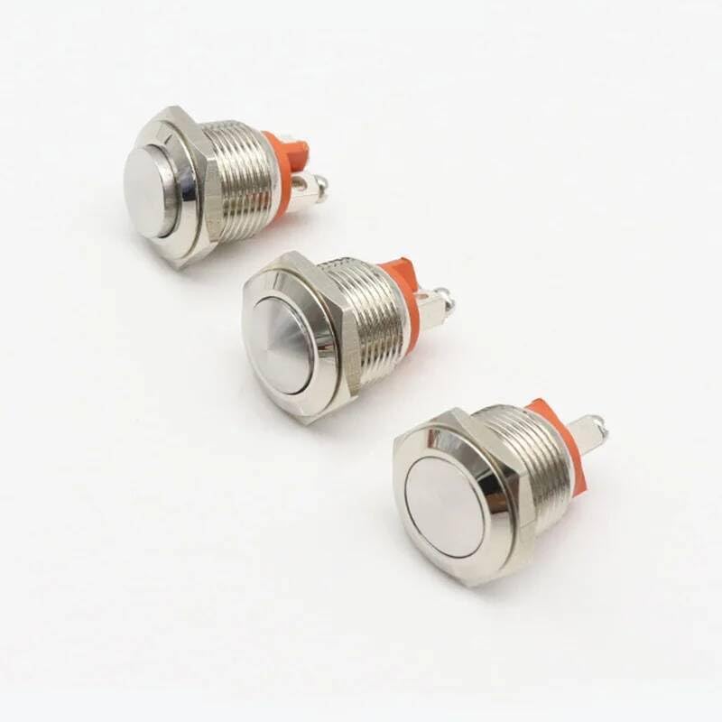5pcs 16mm 1NC Momentary Reset Metal Push Button Switch IP65 Flat Head Screw Foot Doorbell