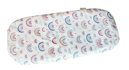 Baby Spannbettlaken für Matratze für Kinderwagen - Spannbetttuch für das Babywagens - 100% Baumwolle - 75-80 x 30-35cm - Made in EU - ÖkoTex - Regenbogen