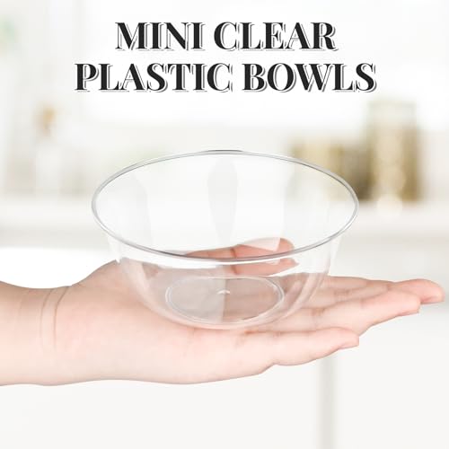 Kucoele KU145-10OZPLASTICBOWLS-60 Mini Clear Plastic Bowls, 60 Pack 10 Oz Disposable Fruit Bowls Dessert Bowls Party Serving Bowls thumb #2