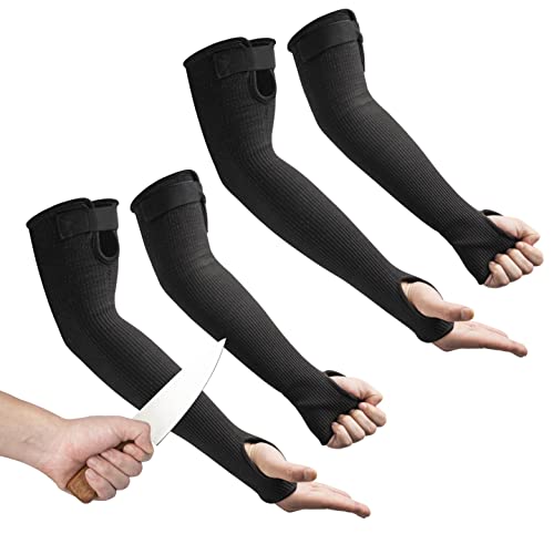 Image of OriStout Cut Resistant Work Sleeves with Tumb Hole, Black, 2 Pairs