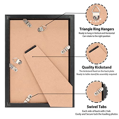 Lavie Home 4X6 Picture Frames (4 Pack, Black), 4 By 6 Picture Frame With Plant Prints, Simple Designed Wood Frame Set With High Definition Real Glass For Wall Mount & Table Top Display #TOP3