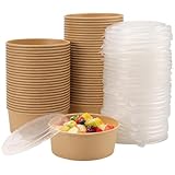 SEUNMUK 60 Pack Kraft Paper Bowls with Clear Lid...