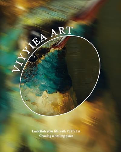 Image of VIYYIEA Vintage Gold Framed Wall Art for Living Room, Hummingbird Canvas Prints Home Decor, Oil Painting Picture, Bedroom Wall Decor Gifts for Friends or Family -【King of Hummingbirds】-(10L x 8W)