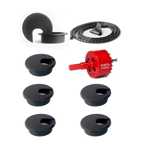Bicafa 6 Pack Desk Grommet 2 Inch (50 mm) Bi-Metal Hole Saw Kit