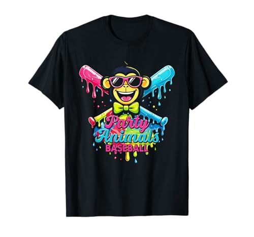 Party Animals Baseball Funny Monkey Baseball Lovers T-Shirt
