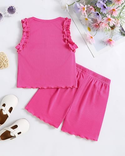 Image of Weebaby Toddler Girl Clothes Baby Summer Outfits Sleeveless Halter Top Ruffle Short Set Cute Kids Clothes Girls