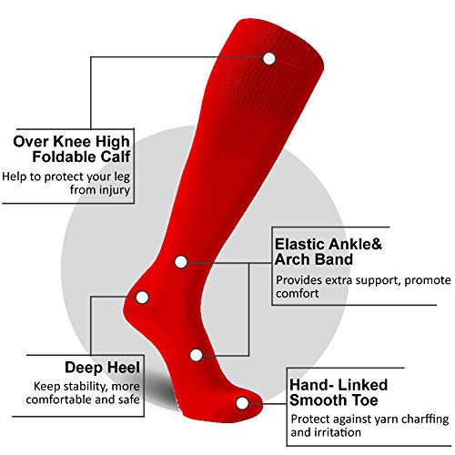 Image of FOOTPLUS Baseball Softball Socks,Unisex Over Knee High Solid Sports Rugby Summer Soccer Camps Socks