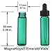 MagnaKoys 2 Dram 1/4 oz Emerald Glass Vials w/Straight Black Bulb Eye Glass Droppers for Essential Oils & Liquids (pack of 2)