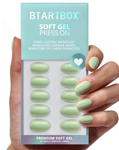 BTArtbox Press On Nails, Garden Weekend, XS Almond, Pastel Green,