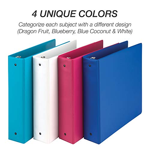 Samsill Fashion Color 3 Ring Storage Binders, 2 Inch Round Ring, Assorted Colors, Bulk Binders - 4 Pack #TOP3