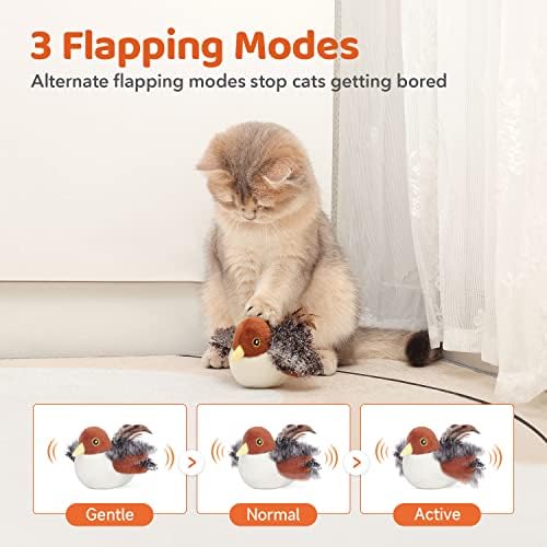 Potaroma Cat Toys Rechargeable Flapping Bird Sparrow — top-down angle highlighting key features