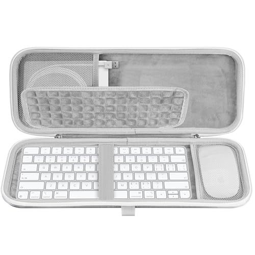 Geekria Keyboard Carrying Case Hard Shell Protective Travel Bag Compatible with Apple Magic Keyboard (MXCL3LL/A) / MK2A3LL/A / MXCK3LL/A / MK293LL/A Mouse Combo Case (Light Gray)