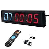 GYMLED Gym Clock Timer Countdown Count up Intervals Stopwatch Workouts Remote Control Red an Blue...