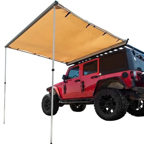 Waterproof Car Awning Sun Shelter for Camping, Rooftop Pull-Out Retractable Vehicle Awning Tent, Height Adjustable, Suitable for Truck, SUV, Van, Campers