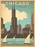 154403 Vintage travel Chicago Art Deco Art Decor Wall 36x24 Poster Print
