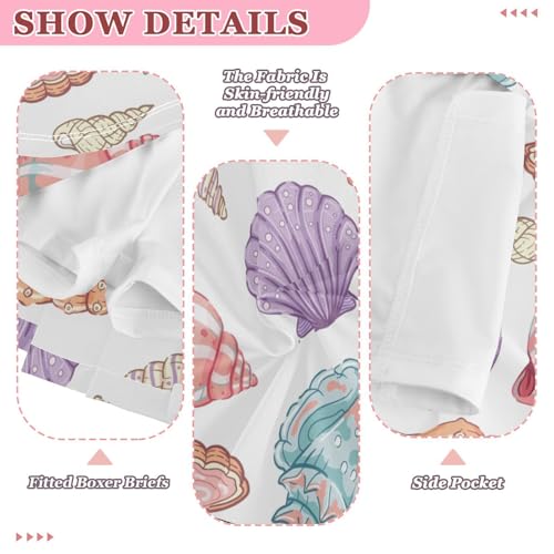 High-Waist Toddler Skirts Colorful Seashells on White Background Girls' Athletic Skorts for Running X-Small3