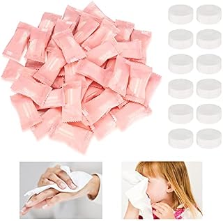 80PCS Compressed Towel Tablets Portable Coin Tissue, Mini Cleansing Towel Non-Woven Cotton Disposable Compressed Face Wipes for HomeTravel Outdoor Use