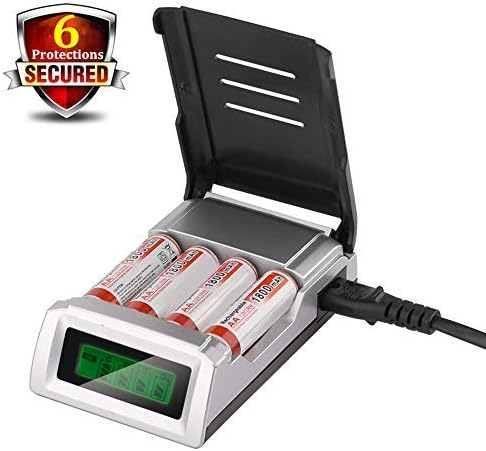 leapara BT - Power Battery Charger Digital 4 Slots LCD Battery Charger AA AAA NiMH NiCd Rechargeable Batteries (Battery NOT Included)