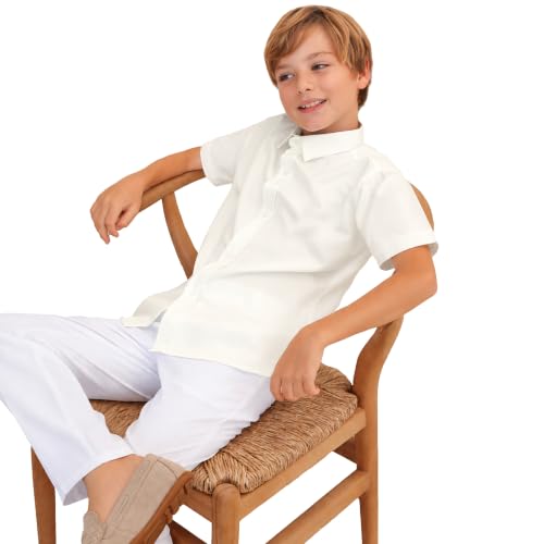 Image of Lilax Boys Classic Short Sleeve Button Down Casual Solid Dress Shirt