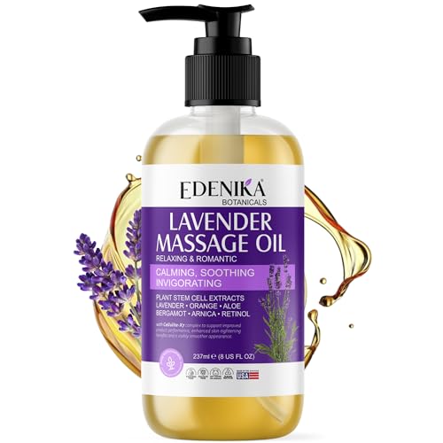 Edenika Botanicals Lavender Massage Oil for Skin Luxury Aromatherapy & Romantic Massage Oil for Date Night Relaxing & Hydrating Skin 8 fl oz