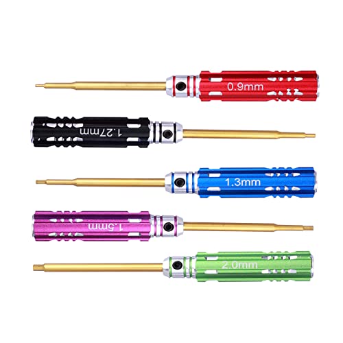 5Pcs Frihobby Small Rc Hex Screwdriver Set For Axial Scx24 Repair Tool Kits 0.9Mm 1.27Mm 1.3Mm 1.5Mm 2.0Mm Mini Hex Driver Set Titanium Bit Tips #TOP1