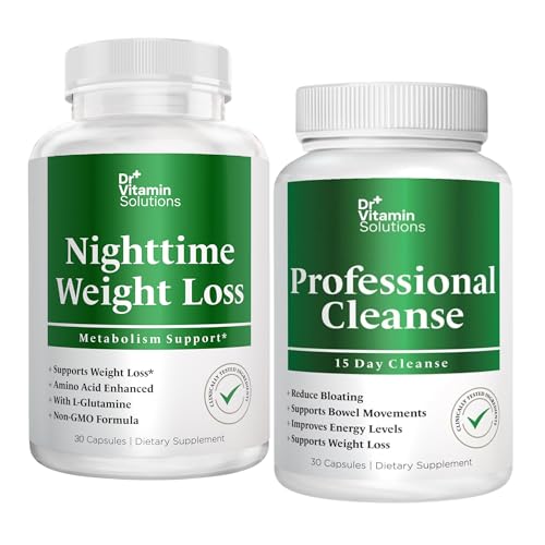DR VITAMIN SOLUTIONS Nighttime Fat Burner & 15 Day Cleanse for Bloating & Weight Loss, Bundle, 60 Caps
